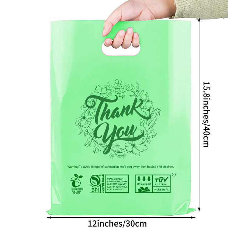 Die Cut Compostable Shopping Bag with Handle - Soaraway Packaging